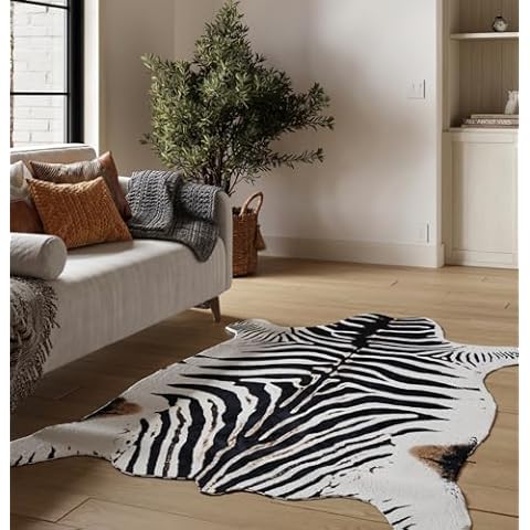 NativeSkins Faux Zebra (Large) | 4.6ft x 6.6ft | Triple-Layer Support | Ultra-Soft Pile | Hand-Cut, Faux Suede No-Slip Backing Cover
