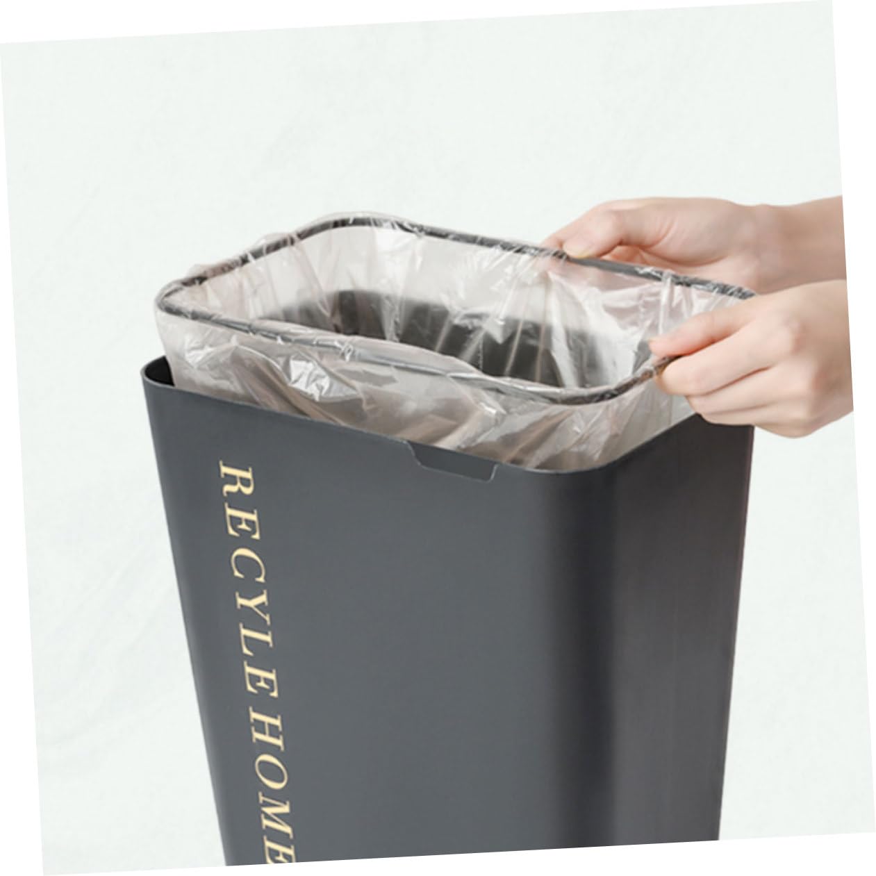 Contenedor Anillo de Presión y Base Antideslizante de Reciclaje de Basura Cuadrado Negro de 10l Diseño Nórdico para Cocina y Baño