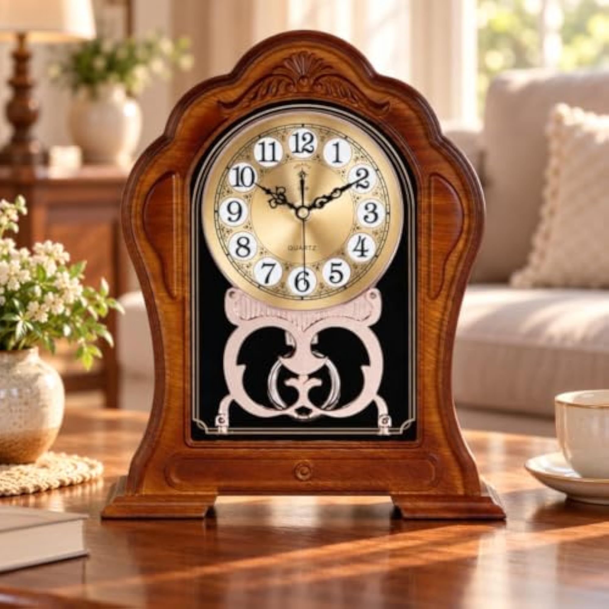 Ornate European-Style Analog Mantel Clock