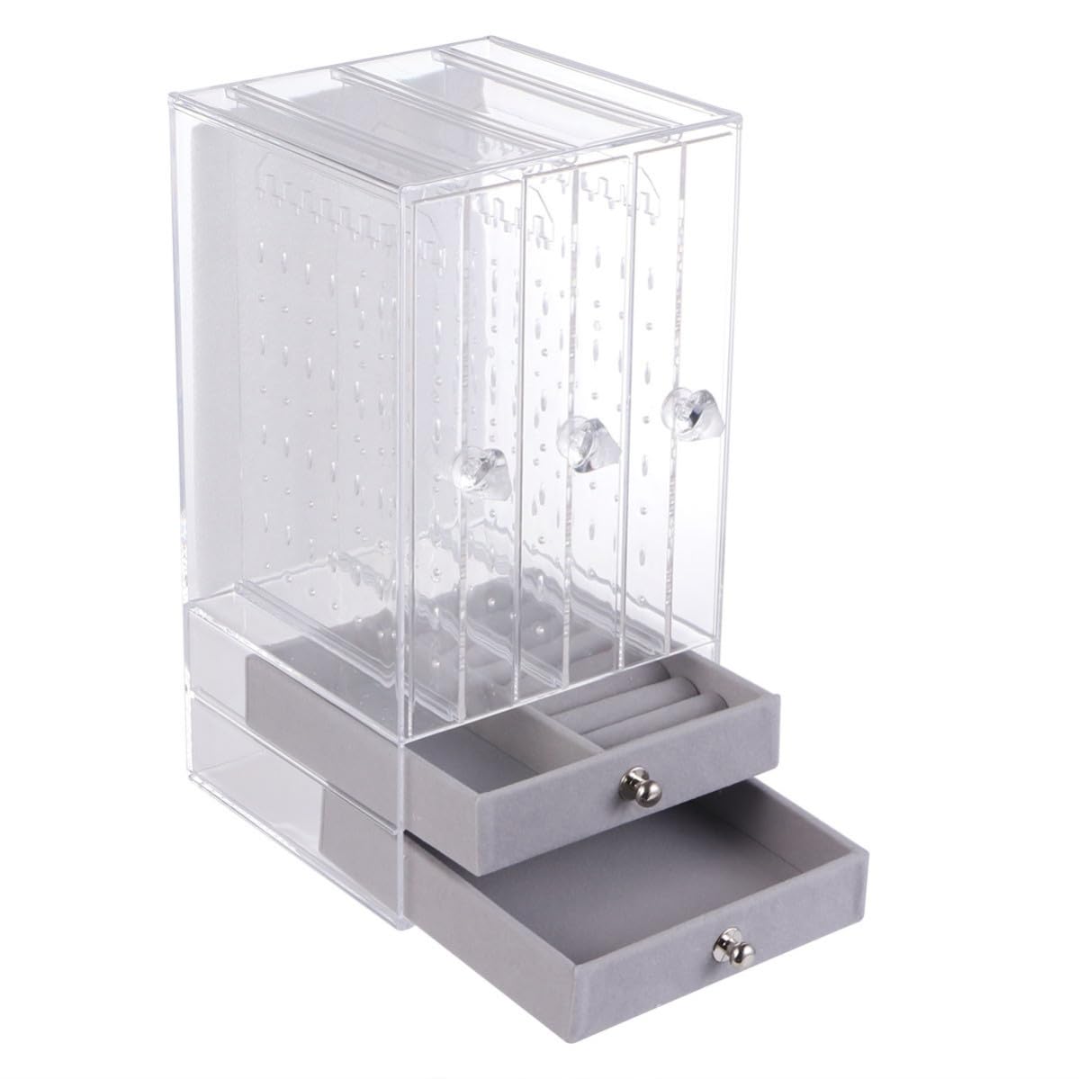 Boîte transparente acrylique pour boucles d'oreilles robuste et chic