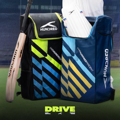 Image of Hundred Polyester Drive Cricket Kitbag | Spacious & Durable Sports Gear Bag for Bats, Pads, Gloves & Accessories | Waterproof, Heavy-Duty Zippers, Multiple Compartments(Navy)
