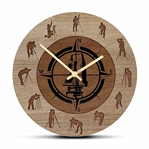 Geek Alerts Surveyor Profession Construction Work Wall Clock Engineer Home Decor Battery Operated Silent Quartz Printed 12inch Watch Land Surveyor Gift