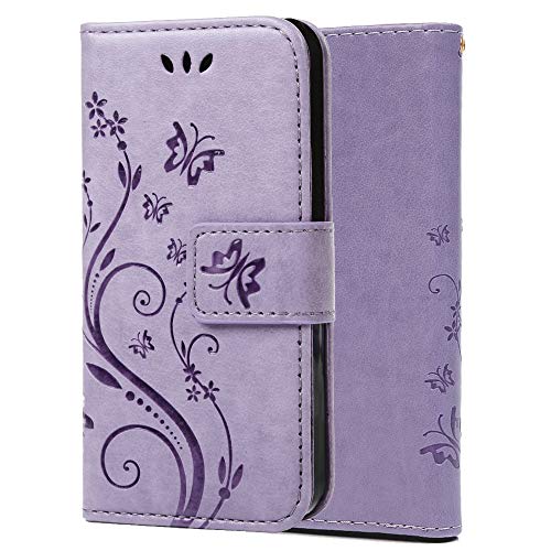 Capa C-Super Mall-UK para iPhone 12 Pro, capa para iPhone 12, capa carteira em relevo borboleta com