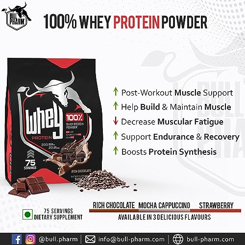 Image of 100% Whey Protein Powder | Fast Absorption for Lean Muscle & Quick Recovery | Natural BCAA & EAA | Non-GMO, Soy & Gluten Free | RBGH Free | FSSAI Approved (Rich Chocolate, 5 Lbs)