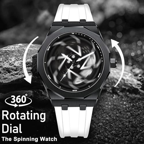 Image of IIK COLLECTION Men's Car Wheel Watch with Spinning Car Rim Hub Design with Silicon Strap|| Analog | Quartz Movement|| Water Resistant, Scratch Resistant