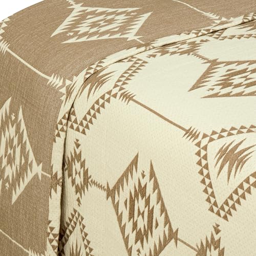 Image of ROYALE LINENS Full /Queen size 3 pc Quilt Set - Lightweight 100% Microfiber Quilted Set - Printed Bedspread - Quilted Blanket Thin Comforter -Bedding Coverlets for All Seasons (Taupe, 1 Quilt - 2 Sham)
