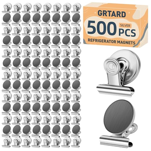 Grtard 500pack Magnetic Clips Heavy Duty, Magnet Clips for Fridge, Refrigerator Magnets, Scratch Free Magnets with Clip, Strong Magnetic Clip for Whiteboard, Refrigerator, Locker, Classroom
