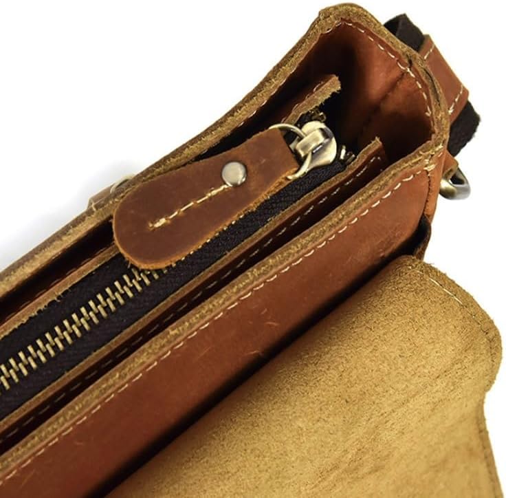 Men's Genuine Leather Crossbody Bag Flip Top Shoulder Single Can Hold