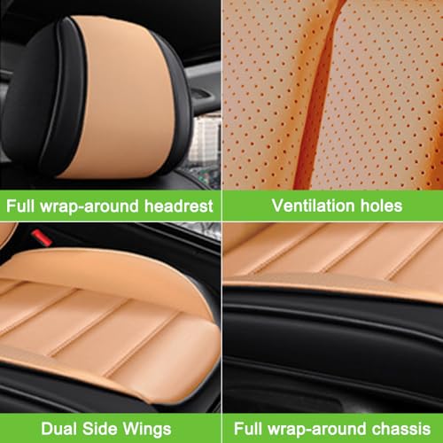 Image of Seat Covers for Subaru Outback 2006-2024,2PCS Nappa Leather Car Seat Covers,Waterproof Seat Protectors Auto Seat Covers,Breathable Nonslip Interior Cover Seats for Cars(Black and Orange)
