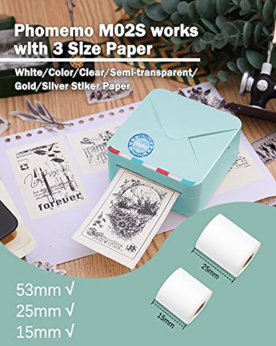Phomemo 300Dpi Mini Note Printer- Bluetooth Portable Thermal Pocket Printer For Home/Office/School, For Planer, Teacher, Diy, Students, With Total 6 Rolls Paper, Cyan #TOP2