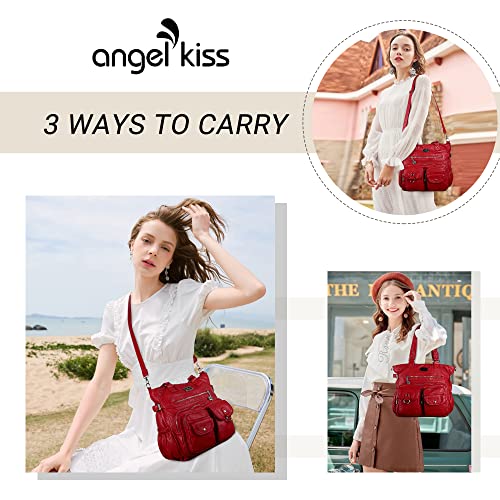 Image of Angelkiss Purses Handbags for Women PU Tote Satchel Bags for Women Pockets Shoulder Bags | PU
