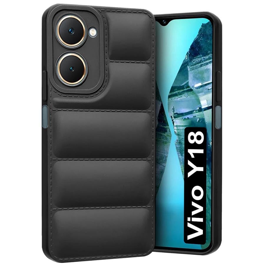 Fashionury Back Cover for Vivo Y18 | Matte Soft Case | Compatible for Vivo Y18 Back Cover | Liquid Silicon Puff Case for Vivo Y18 with Camera Protection | (Black) (B0D4DJ7P3C) Amazon Price History, Amazon Price Tracker