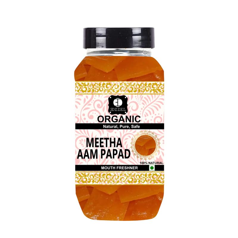 EDZZEL Organic Meetha Aam Papad Traditional Premium Quality Hygienically Packed | Vegan | Gluten Friendly | NON-GMO | Indian Origin ( Pack of 1 ) 100 Gm