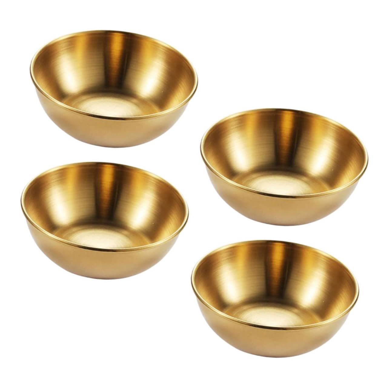 Unomor 4pcs Golden Sauce Dish Sauce Plate Bowl Dishes Condiment Sushi Plate Saucer Soy Sauce Dish Small Sauce Cups Sushi Dipping Bowl Appetizer Plates Food Dipping Bowls Stainless Steel
