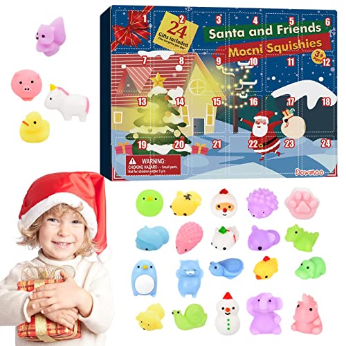 woyufen Calendrier de l'2022 Enfants | Animaux Squishy Jouets Cadeaux de Noël | Animaux Mignons Soulagement du Stress Jouets Cadeaux de Compte à rebours de Noël pour Filles garçons Cover