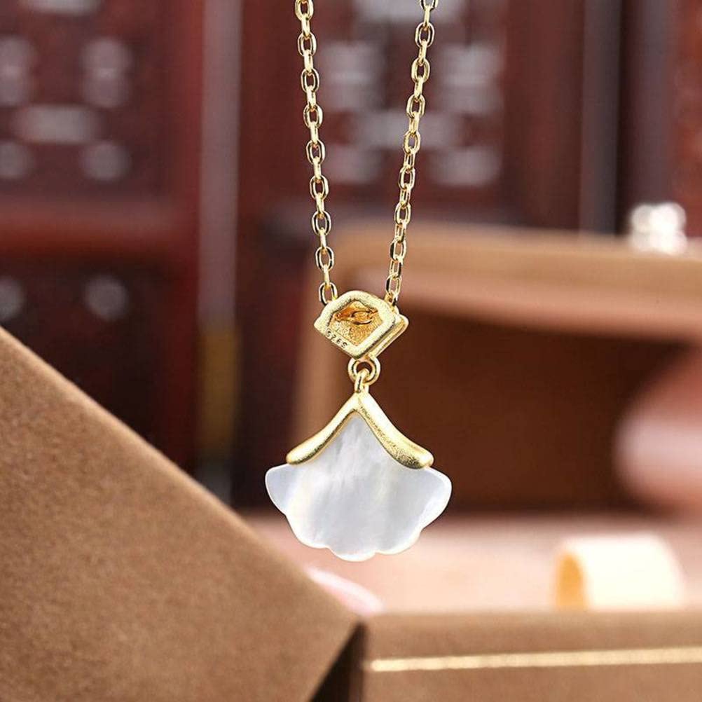 S925 Sterling Silver Necklace for Women White Pearl Shells Pendant