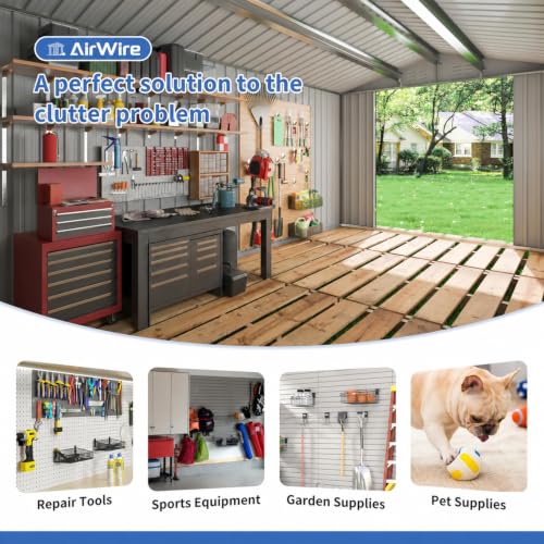 Image of AirWire 12x14 FT Outdoor Metal Shed | Garden Shed with Lockable Doors and Updated Frame Structure, Metal Tool Sheds for Backyard Garden Patio Lawn, Black