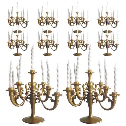 LUOZZY 10pcs Plastic Candle Holder Stand Mini Candlestick Cake Candelabra Taper Candlestick Cake Topper Desk Ornament for Wedding Birthday Party