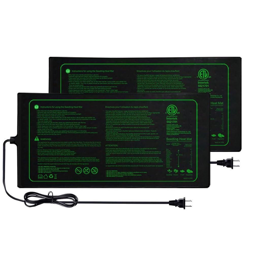 Tapis Chauffant pour semis d'intérieur, Tapis de Germination hydroponique pour serres, Semis d'hiver et Jardinage Domestique(20 * 10in (Two-Pack))