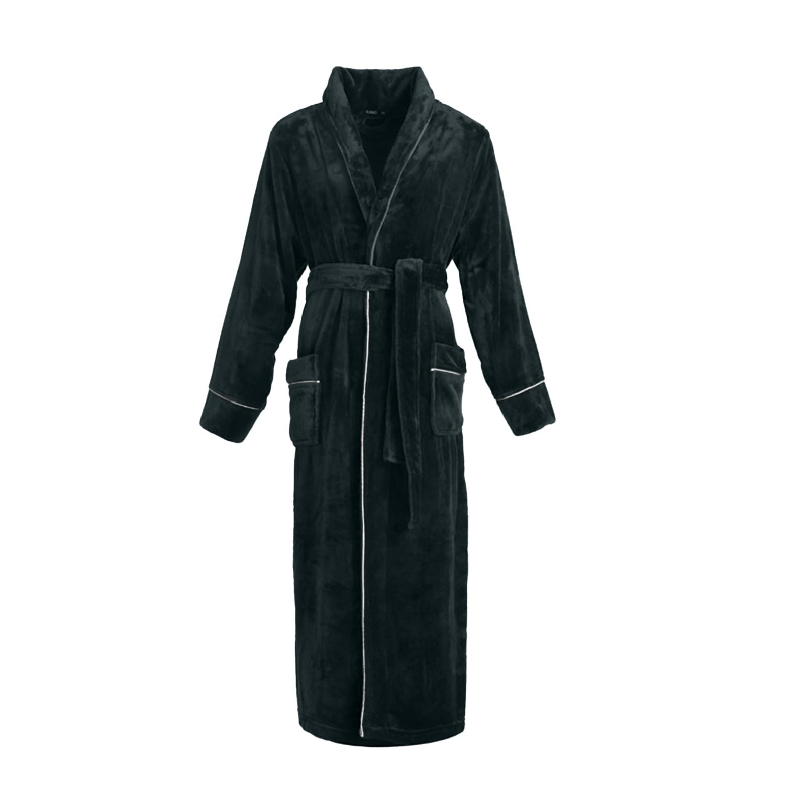 Baby Dolls & Negligee da donna in flanella M-3XL, abito da notte spesso invernale | Accappatoio da donna, taglie lunghe, con cintura, scollo a V, tinta unita, caldo pigiama