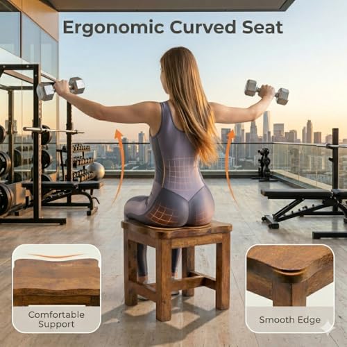 Image of Wooden Office Stool, Solid Square Sitting Stools for Adults Kids, Multi-Purpose Short Chair, Foot Rest Stool for Playroom, Kitchen, Bedroom (Natural, 12X12 Seating Stool)