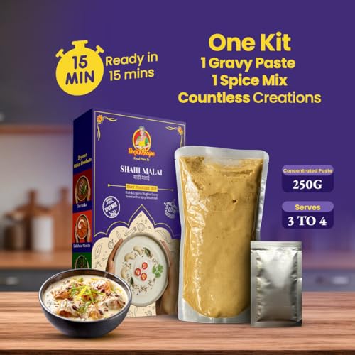 Image of Beeji's Recipe Shahi Malai Gravy Paste Combo Pack (2 x 250gm) | Cook in 15 Mins | Just Add Fresh Vegetables, Paneer or Chicken | Made with Pure Ghee | No Preservatives | One pack Serves 3-4