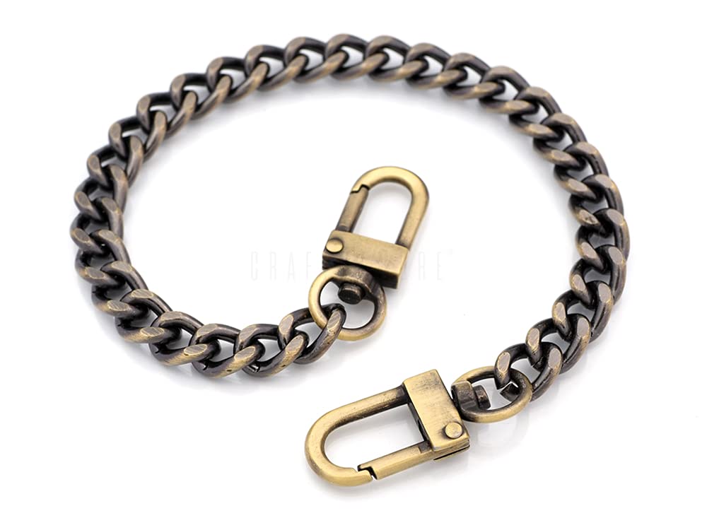 Craftmemore 20,8 Cm Con Manico A Catena E Catena Piatta In Metallo Di Ricambio Per Cosmetici, Mini Pochette Accessori (IR-8L, Bronzo)-image