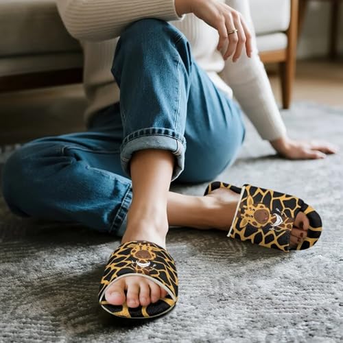 Womens Fuzzy Open-toe Slippers Soft Comfy Memory Foam Indoor House Shoes3