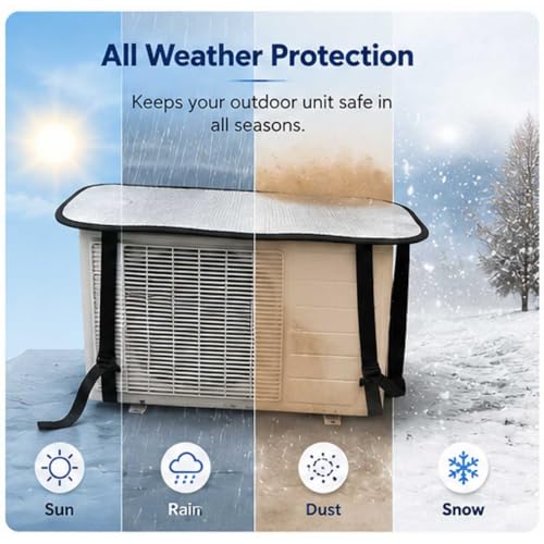 Image of AC Outdoor Unit Cover 6 mm Thick | Double side Heat Insulated AC Cover for 1 Ton, 1.5 Ton & 2 Ton | Waterproof, Dustproof, Weatherproof AC Compressor Cover | UV & Heat Protector
