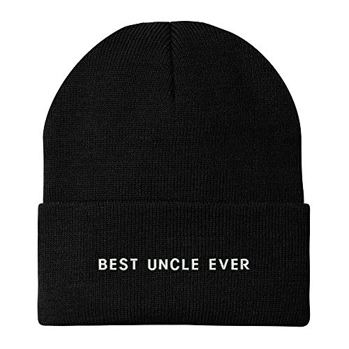 Trendy Apparel Shop Best Uncle Ever Embroidered Winter Long Cuff Beanie - Black