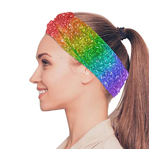 QMIN - Bandana con motivo arcobaleno e stampa a