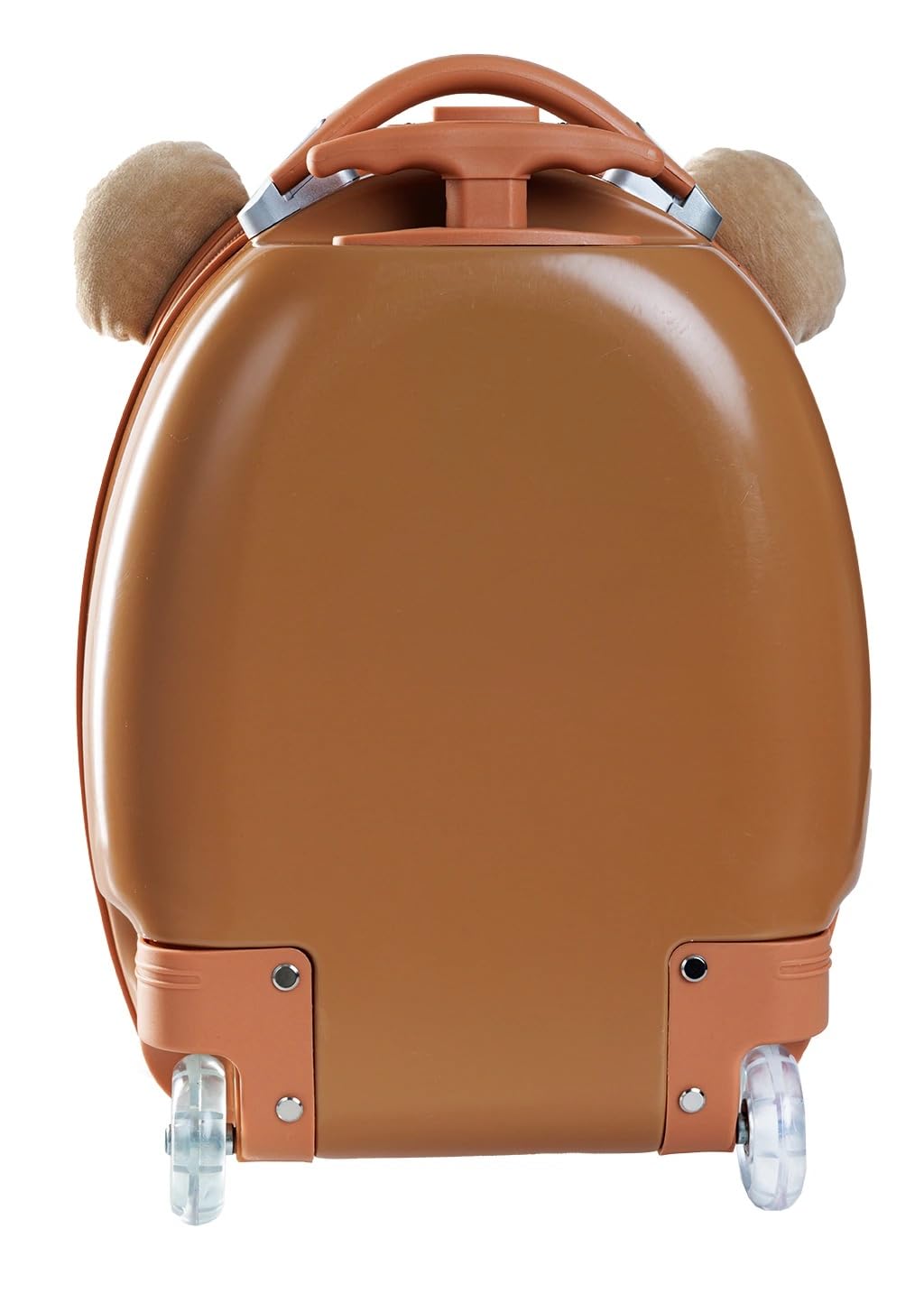 BERTOO Valigia da viaggio per bambini Orso 25L, design simpatico a forma di orso con orecchie di peluche, bagaglio rigido leggero in ABS+PC, marrone
