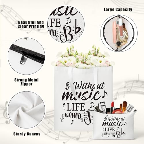 Image of Y1tvei Canvas Bags Gifts, Tote Bag with Makeup Pouch, Birthday Party Favors