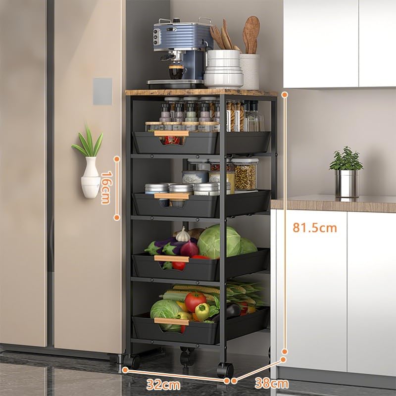 Amazon.co.jp: SVOHZAV キッチンワゴン スライド式 幅20/25/32cm 天板