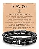 UNGENT THEM To My Son Bracelet From Mom Dad, Gifts for Son Teen Boy Ideas Easter Basket Stuffers Teens 12 14 16 18 13 15 Year Old Birthday Christian Baptism Confirmation Gifts for Teenage Boys Men