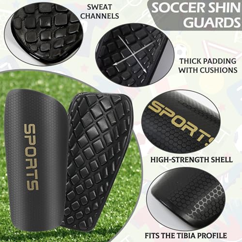 5PCS Kids Soccer Socks with Shin Guards and Shin Sleeves Set for for Age 5-12 Boys Girls Lightweight Soccer Football Equipment3
