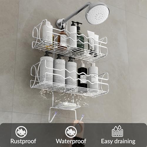 Image of Plantex Self Adhesive Bathroom Shelf for Wall /Stainless Steel 5in1 Multipurpose Bathroom Shelf and Rack /Shower Caddy /Bathroom Storage Shelf /Soap Holder /Bathroom Accessories for Home (Chrome)