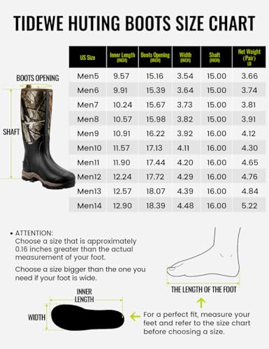 Tidewe BT004-NG10 Hunting Boot For Men, Insulated Waterproof Sturdy 16 Inch Men'S Hunting Boot, 6Mm Neoprene And Rubber Outdoor Boot Next Camo G2 Us Size 10 thumb #4