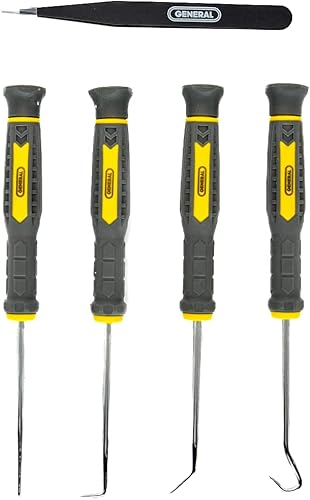 Miniatura 2 de General Tools Juego de 5 piezas de sonda de precisión, púas y pinzas para manualidades, pasatiempos y electrónica, herramientas manuales, color negro