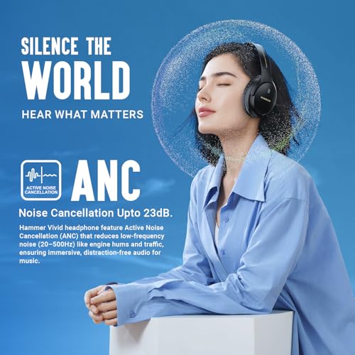 HAMMER Bash Vivid ANC Wireless Over-Ear Headphones (Black) - Image 4