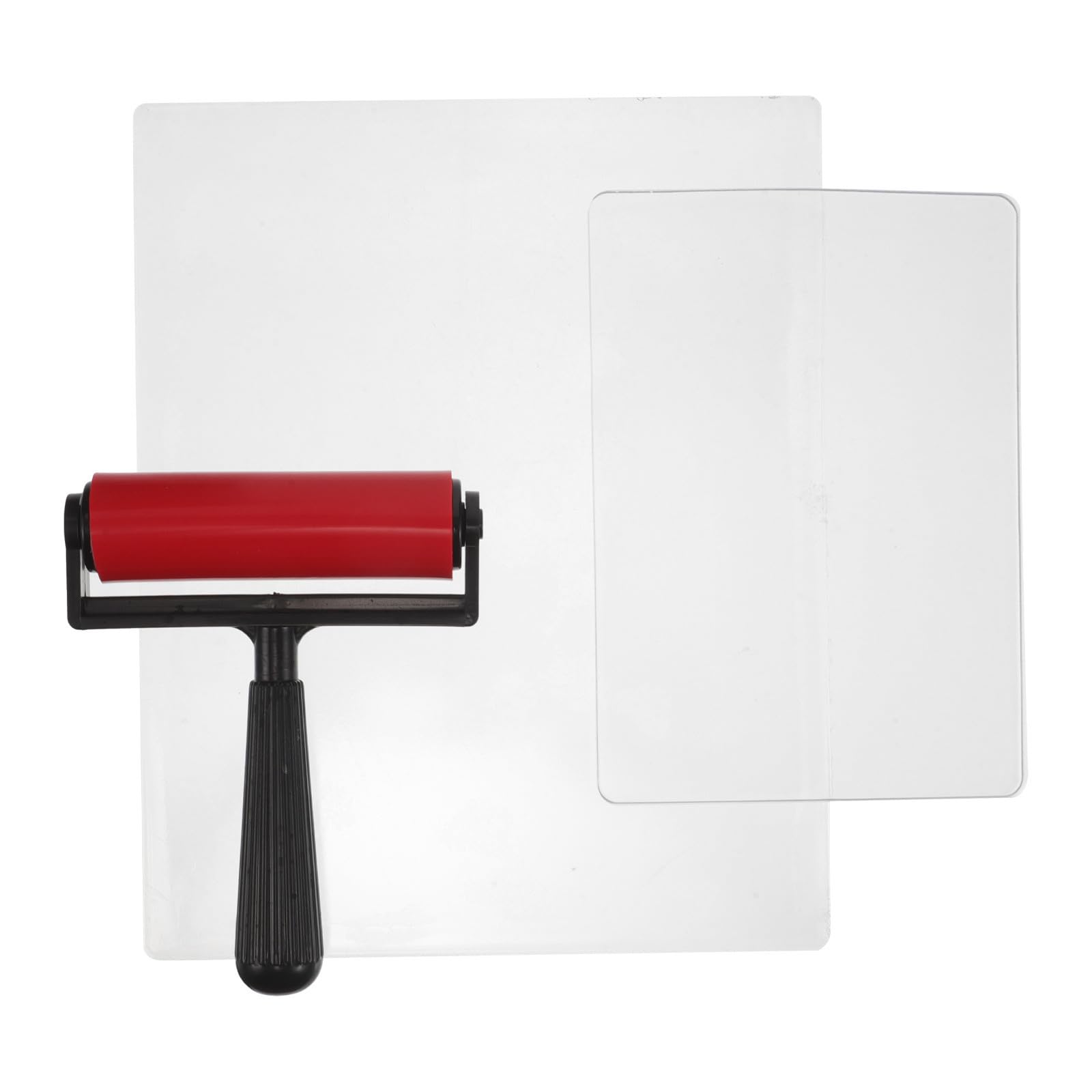 Toddmomy Placa de Prensa de Gel Rodillo de Sello Plástico y Gel Compacto, Aplicación Precisa, con Rodillo Manual y Pincel Integrado, para Arte y Tarjetas DIY
