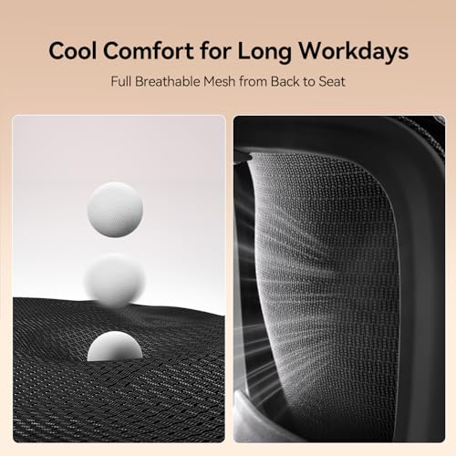 Image of SIHOO B100 Office Chair, Comfy Ergonomic Office Chair, Computer Chair with Adaptive Lumbar Support & Wide Headrest, Flip-up Armrests, Swivel Desk Chair for Long Hours, Without Footrest, Black