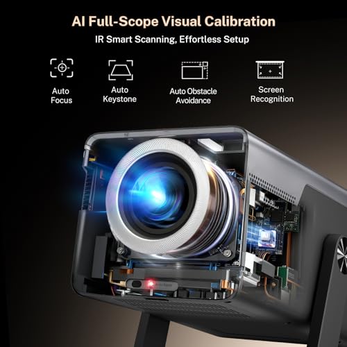 Image of 2000 ANSI Smart Projector with Apps, AI Visual Calibration & HiFi Audio X7 | Native 1080P Projector, 4K Support with HDR10, Android 14, Auto Focus&Keystone, WiFi Bluetooth, 200 inch Display for Home Theater