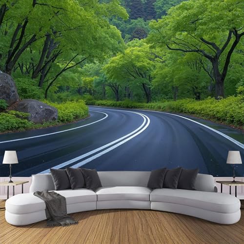 DACRWEKZ Carta Da Parati Fotografica Piante naturali Autostrada degli alberi - verde - Carta per Pareti Soggiorno Camera Da Letto Sala Fotomurali In seta (450 x 315 cm)