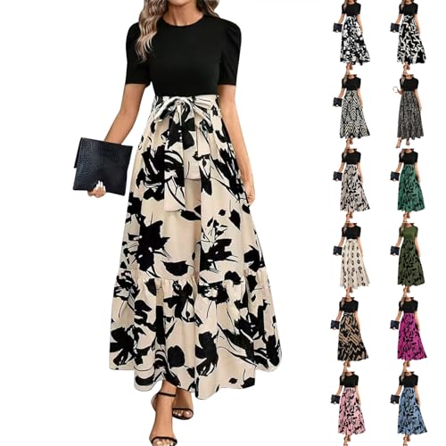 Wedding Guest Dresses for Women Summer Short Sleeve Floral Long D...