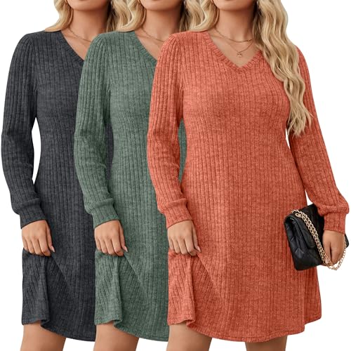 10 Best Plus Size Dresses That Flatter Every Gorgeous Figure 1 Plus Size Sweater Dresses for Curvy Women (3-Pack)