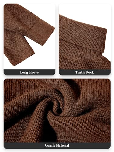 Image of Womens Turtleneck Oversized Sweater Batwing Chunky Pullover Sweater Casual Fall Loose Knit Jumper Top