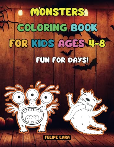 MONSTERS COLORING BOOK FOR KIDS AGES 4-8: 1 CUTE MONSTER DRAWING PER PAGE, 100 DRAWINGS! (Series: COLORING BOOKS FOR KIDS) image 2