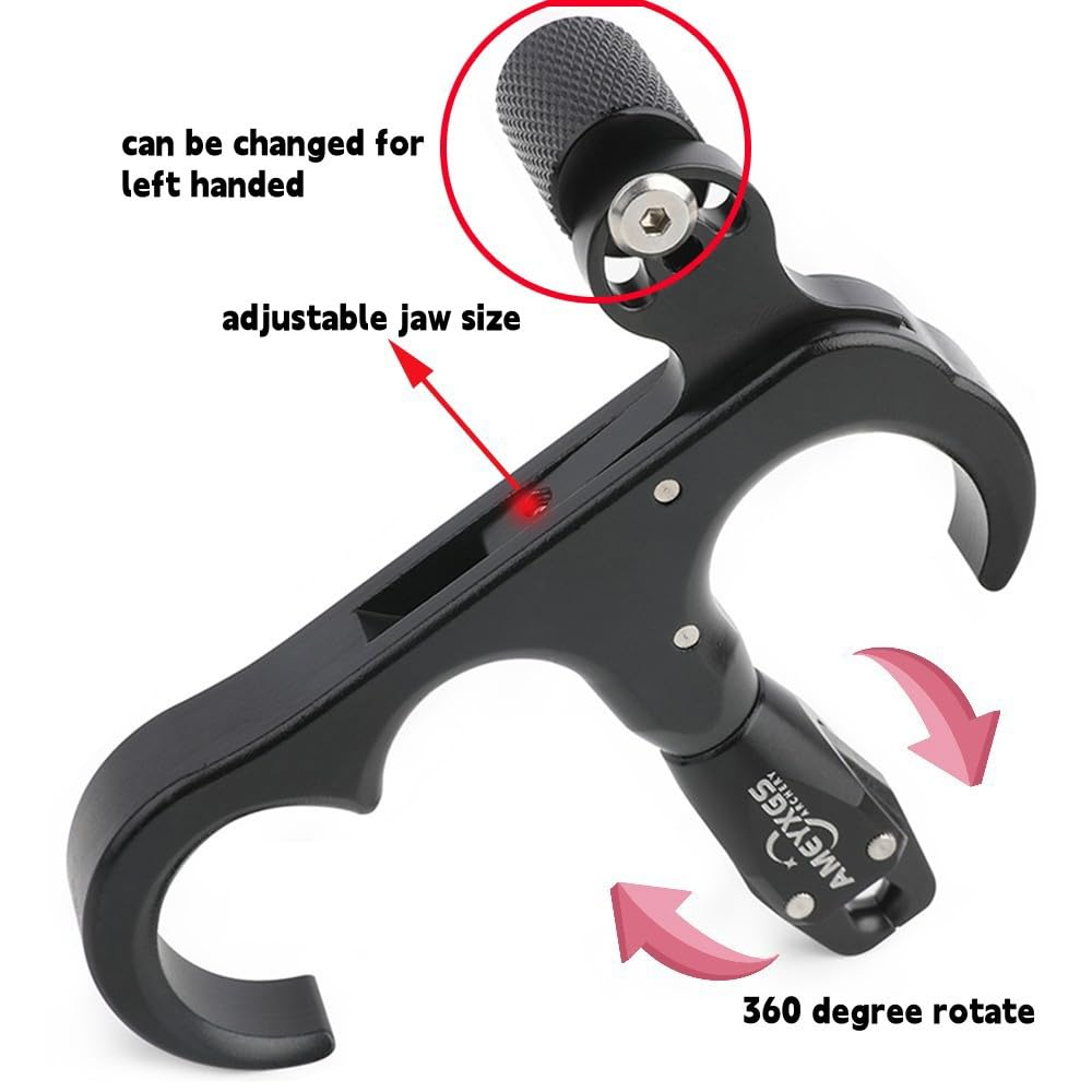 SHARROW Ayuda de liberación de arco compuesto y bucle en D giratorio de 360°, liberación de pulgar de aleación de aluminio, disparador de pulgar de 3 dedos para mano derecha e izquierda accesorio de