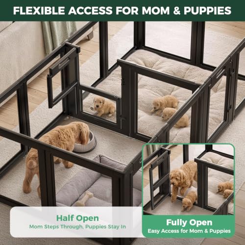 Image of FXW AuraSpace Acrylic Dog Playpen with Whelping Door, 24 inch H